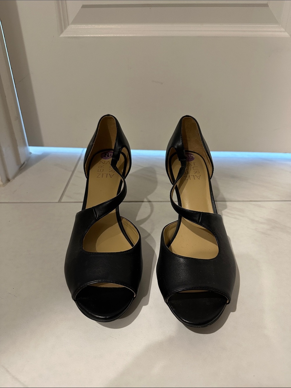 Naturalizer Black Crisscross Peep-Toe Pumps
